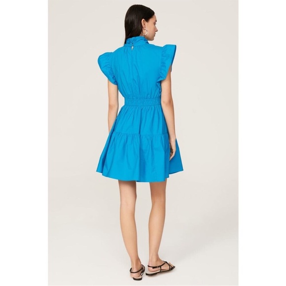 Line & Dot Blue Ruffle Mini Dress - Picture 2 of 10